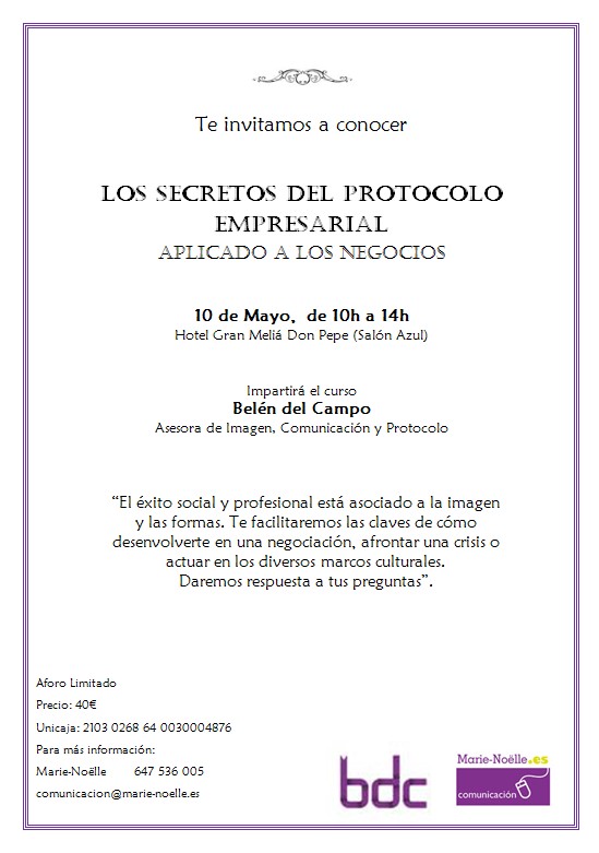 Seminario de LOS SECRETOS DEL PROTOCOLO EMPRESARIAL