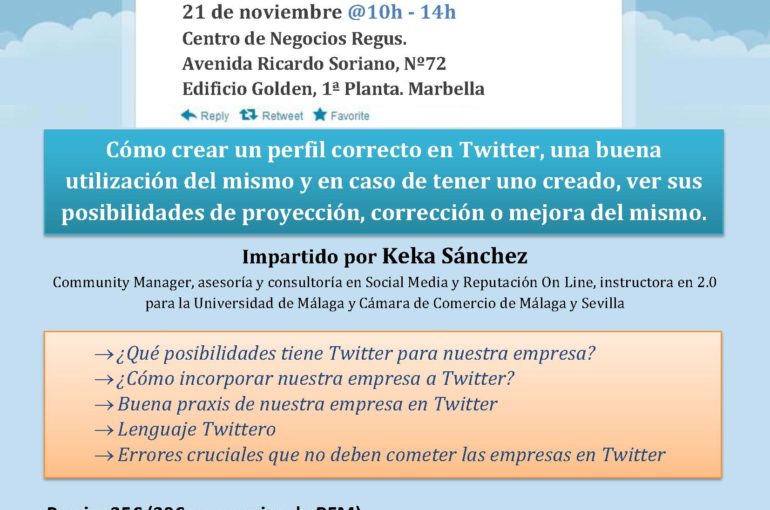 Curso de TWITTER – 21 de noviembre en REGUS